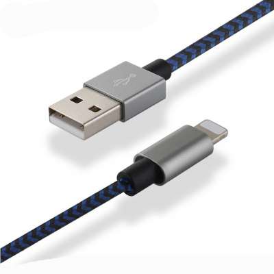 1M Nylon Braided Mobile Phone USB Cable For Apple